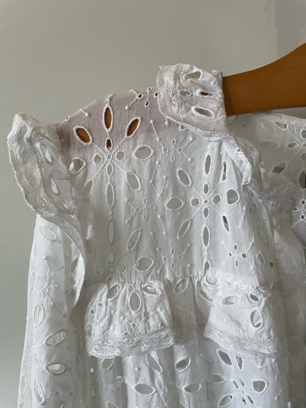 NEW Wilfred La Boheme Gaia Eyelet Dress Ruffled Boho Cottagecore Prairie Cotton - Picture 5 of 11